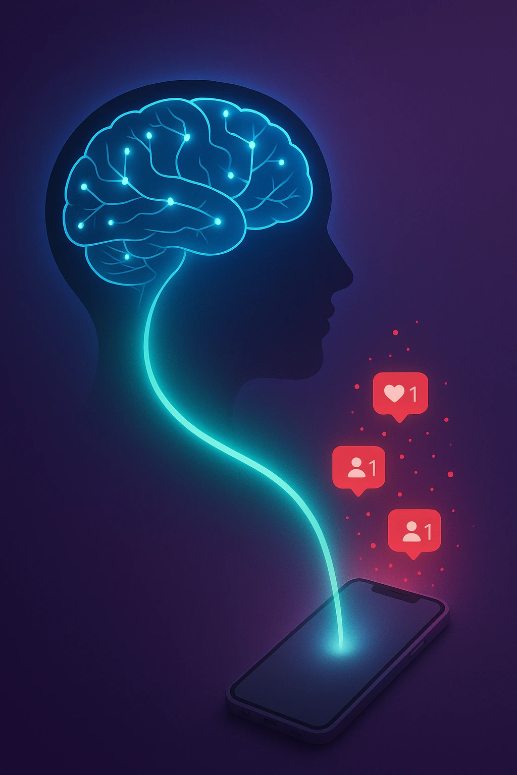 Illustrazione dopamina e notifiche smartphone